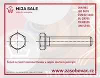 M12x1,5x 70 - DIN 961 - 8.8 - Šrouby se šestihrannou hlavou jemný celý závit - zinek bílý - 1/3