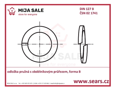 DIN 127 B - P 24,5 - A4 nerez - Podložka pružná s obdélníkovým průřezem, forma B 
 - 1