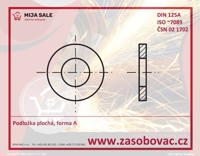 DIN 125 A - P  5,3 - 200HV ( 8.8 )- zinek bílý - Podložka plochá, forma A
 - 1