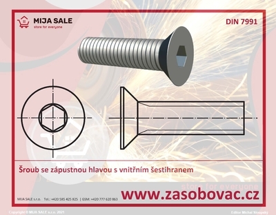 DIN 7991 10.9 - M16x100/100 celý závit - Šroub se zápustnou hlavou s vnitřním šestihranem - 1