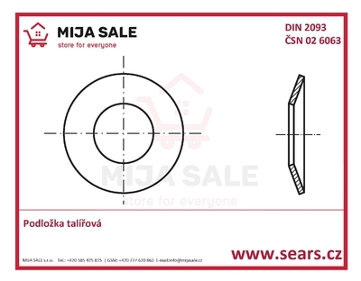 DIN 2093 - P 28,0x14,2x1,50 - ocel - Podložka talířová - 1