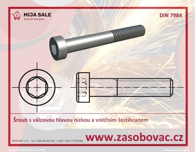 DIN 7984 10.9 - M 8x 25 - zinek - Šroub s válcovou hlavou nízkou a vnitřním šestihranem
 - 1