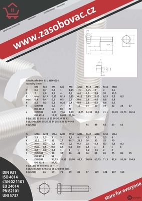 DIN 931 M 6x 65 - 10.9 - zinek bílý - Šrouby se šestihrannou hlavou  částečný závit - 2