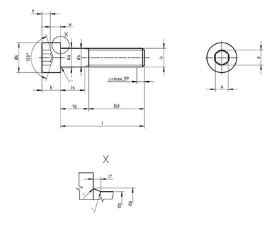 M12x120 - DIN 912 - A2-70 nerez - Šroub s válcovou hlavou a vnitřním šestihranem
 - 2