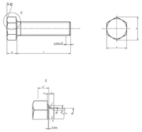 DIN 933 UNC 3/8"x 1-3/4" - 8.8 - zinek bílý - Šrouby se šestihrannou hlavou celý závit - 3/4